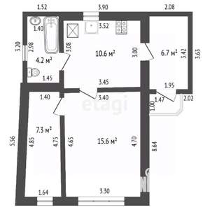 Дом 48м², 1-этажный, участок 3 сот.