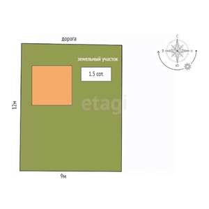 Дом 48м², 1-этажный, участок 2 сот.