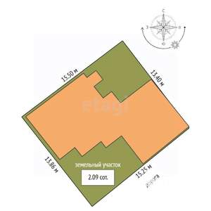 Дом 93м², 1-этажный, участок 2 сот.