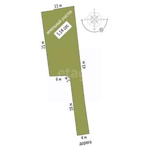 Дом 45м², 1-этажный, участок 3 сот.