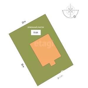 Дом 120м², 1-этажный, участок 6 сот.