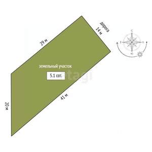 Дом 43м², 1-этажный, участок 5 сот.