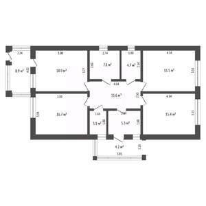 Дом 115м², 1-этажный, участок 5 сот.