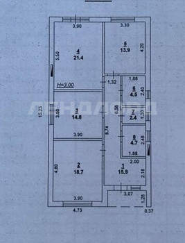 Дом 102м², 1-этажный, участок 3 сот.