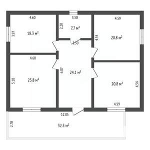 Дом 105м², 1-этажный, участок 3 сот.