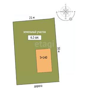 Дом 140м², 2-этажный, участок 6 сот.