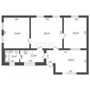 Дом 64м², 1-этажный, участок 2 сот.