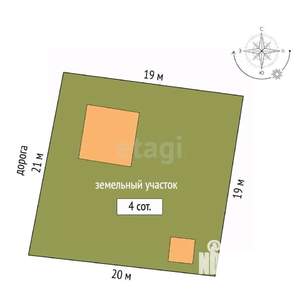 Дом 68м², 2-этажный, участок 4 сот.