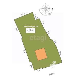 Дом 60м², 1-этажный, участок 6 сот.