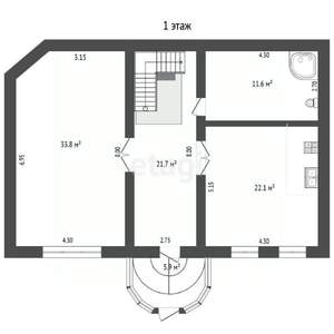 Дом 264м², 2-этажный, участок 3 сот.  