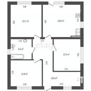 Дом 90м&sup2;, 1-этажный, участок 3 сот.  