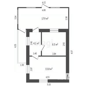 Дом 55м², 1-этажный, участок 6 сот.  
