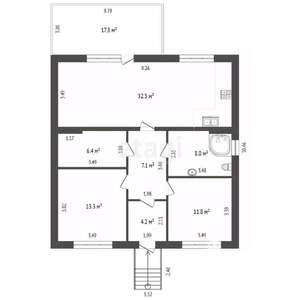 Дом 107м&sup2;, 1-этажный, участок 4 сот.  