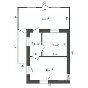 Дом 55м², 1-этажный, участок 6 сот.  