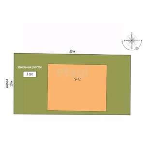 Дом 72м&sup2;, 1-этажный, участок 2 сот.  
