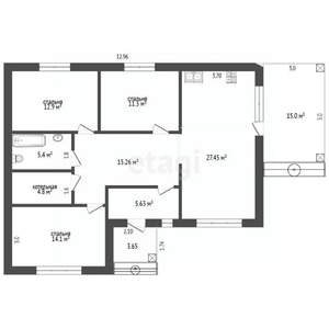 Дом 100м&sup2;, 1-этажный, участок 7 сот.  