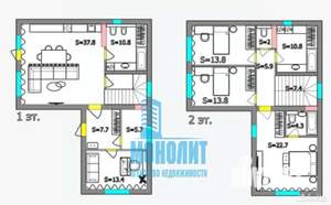 Дом 170м², 2-этажный, участок 4 сот.  