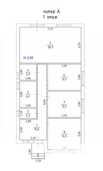 Дом 100м&sup2;, 1-этажный, участок 3 сот.  