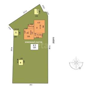 Дом 49м&sup2;, 1-этажный, участок 8 сот.  