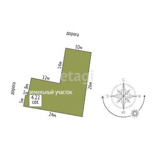 Дом 61м², 1-этажный, участок 4 сот.  