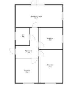 Дом 90м², 1-этажный, участок 3 сот.  