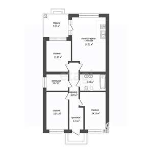 Дом 105м&sup2;, 1-этажный, участок 3 сот.  