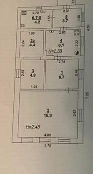 Дом 49м², 1-этажный, участок 3 сот.  