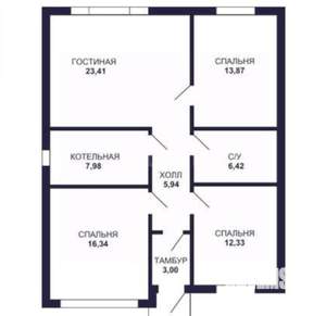 Дом 120м², 1-этажный, участок 6 сот.  