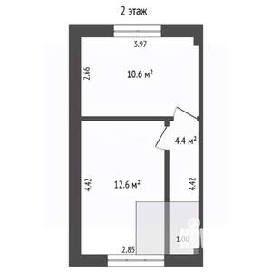 Таунхаус 58м&sup2;, 2-этажный, участок 1 сот.  