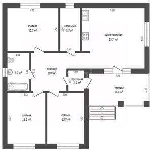 Дом 116м², 1-этажный, участок 3 сот.  