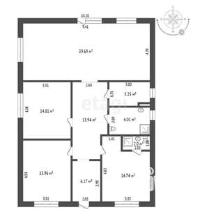 Дом 145м², 1-этажный, участок 4 сот.  