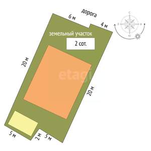 Дом 124м², 2-этажный, участок 2 сот.  