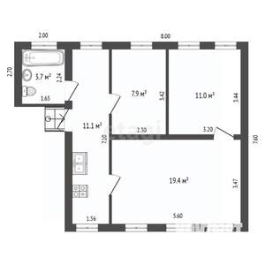 Дом 53м&sup2;, 1-этажный, участок 2 сот.  