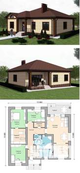 Дом 110м&sup2;, 1-этажный, участок 4 сот.  