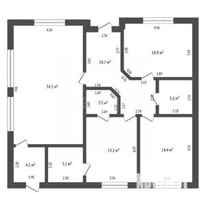 Дом 114м², 1-этажный, участок 6 сот.  