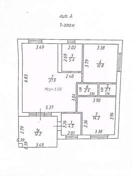 Дом 73м², 1-этажный, участок 3 сот.  
