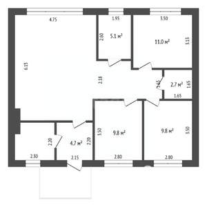Дом 105м&sup2;, 1-этажный, участок 4 сот.  