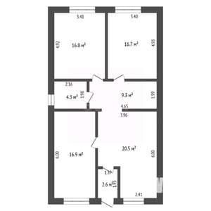 Дом 90м², 1-этажный, участок 3 сот.  