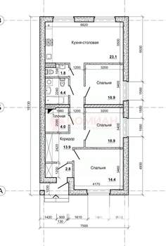 Дом 93м², 1-этажный, участок 3 сот.  