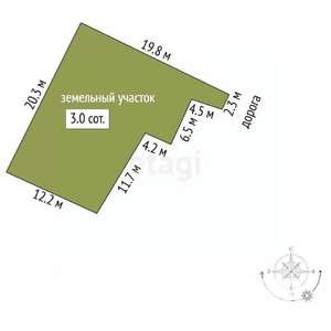 Дом 90м&sup2;, 1-этажный, участок 3 сот.  