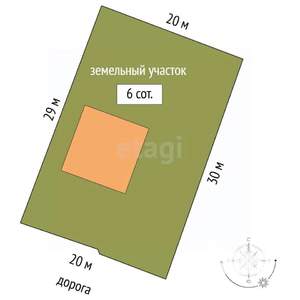 Дом 121м², 1-этажный, участок 6 сот.  