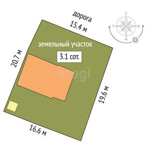 Дом 54м&sup2;, 1-этажный, участок 3 сот.  