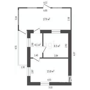 Дом 55м², 1-этажный, участок 6 сот.  