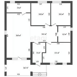 Дом 136м&sup2;, 1-этажный, участок 6 сот.  
