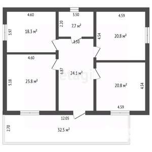 Дом 105м&sup2;, 1-этажный, участок 3 сот.  