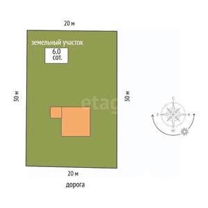 Дом 100м², 1-этажный, участок 6 сот.  