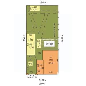 Дом 53м&sup2;, 1-этажный, участок 3 сот.  