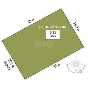 Дом 120м&sup2;, 1-этажный, участок 6 сот.  