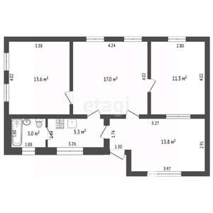 Дом 64м², 1-этажный, участок 2 сот.  