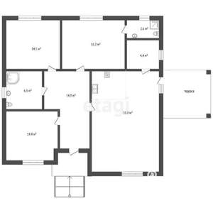 Дом 125м², 1-этажный, участок 6 сот.  